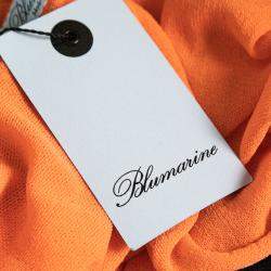 Blumarine Orange and White Colorblock Knit Drop Waist Sleeveless Dress L