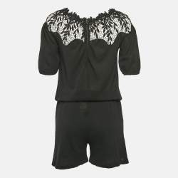 مملوكة مسبقًا Blumarine Black Lace Trim Jersey Playsuit M