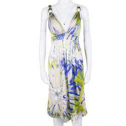 Pre Owned فستان بلومارين حرير متعدد الألوان مزخرف بلا أكمام M