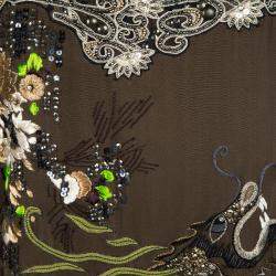 مملوكة مسبقًا تونيك بلومارين دراغون حرير بني مطرز مزخرف بلا أكمام M