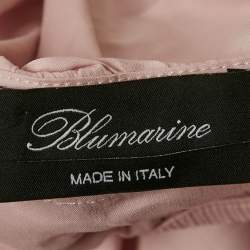 مملوكة مسبقًا Blumarine Pink Cotton Halter Neck Ruffled Rose Detail Crop Top L 