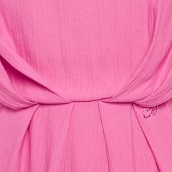 Pre Owned فستان بلاومارين كريب زهري بدون أكمام قصير مقاس صغير