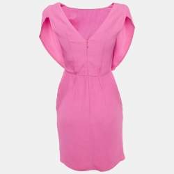 Pre Owned فستان بلاومارين كريب زهري بدون أكمام قصير مقاس صغير