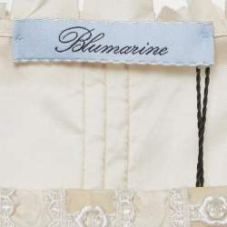 Pre Owned Blumarine Cream Embellished Silk Ruffle Detail Blouse L