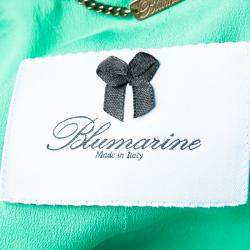 Blumarine Green Lamb Leather Zip Front Jacket M