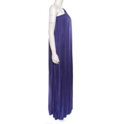 Blumarine Purple Knit One Shoulder Draped Maxi Dress M 
