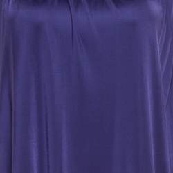 Blumarine Purple Knit One Shoulder Draped Maxi Dress M 