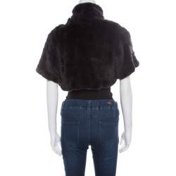 Blumarine Brown Rabbit Fur Open Front Shrug S