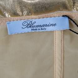 Blumarine Metallic Gold Foil Printed Textured Strapless Bodycon Dress M
