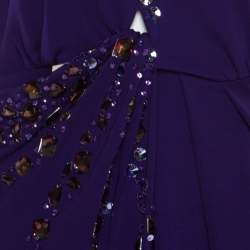 Blumarine Purple Embellished Draped Halter Gown S