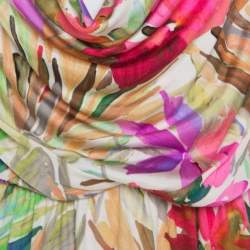 Blumarine Multicolor Floral Printed Silk Jersey Draped Sleeveless Maxi Dress S