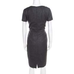 Pre Owned Blumarine Metallic Grey Embellished Shoulder Detail Dress M