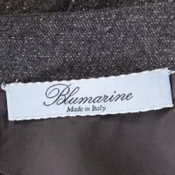 Pre Owned Blumarine Metallic Grey Embellished Shoulder Detail Dress M