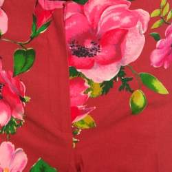 مملوكة مسبقًا بنطلون بلومارين مطبوع مورد قصة مستقيمة قطن أحمر M