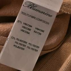 Pre Owned Blumarine Beige Knit Gold Embroidered Detail Dress M