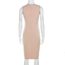Pre Owned Blumarine Beige Knit Gold Embroidered Detail Dress M