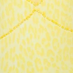 Blumarine Yellow Animal Patterned Jacquard Bead Embellished Backless Halter Top M