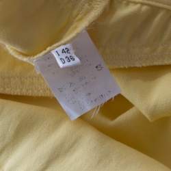 Blumarine Lemon Yellow Silk Relaxed Tapered Fit Trousers M