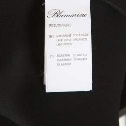 Blumarine Black Stretch Wool Crepe Embellished Belted Sheath Dress S