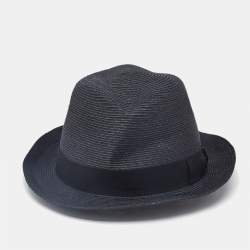 Borsalino Black Straw Treccia Canapa Hat 