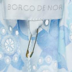 Pre Owned Borgo De Nor Blue Floral Print Broderie Anglaise Cotton Rhea Midi Skirt S