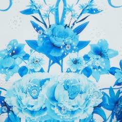 مملوكة مسبقًا Borgo De Nor Blue Floral Print Broderie Anglaise Cotton Rhea Crop Top S