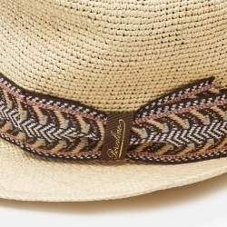 Borsalino Brown Straw Semi Crochet Panama Hat 