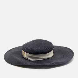 Pre Owned Borsalino Blue Wide Brim Paglia Panam Hat M