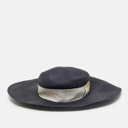 Pre Owned Borsalino Blue Wide Brim Paglia Panam Hat M