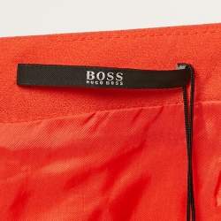 Pre Owned Boss By Hugo Boss Orange Crepe Draped Knee Length Skirt S