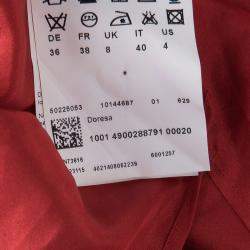 Pre Owned فستان بوس باي هوغو بوس دوريسا أحمر ديرابيه بلا أكمام S