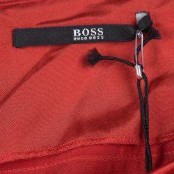 Boss by Hugo Boss Red Silk Satin Varana Maxi Skirt M
