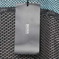 Boss By Hugo Boss Black/Blue Textured Cotton Blend Short Dress S