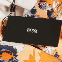 Boss By Hugo Boss Orange Floral Print Silk Short Dress M