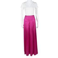 مملوكة مسبقًا Boss by Hugo Boss Pink Silk Satin Varana Maxi Skirt S