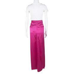 مملوكة مسبقًا Boss by Hugo Boss Pink Silk Satin Varana Maxi Skirt S