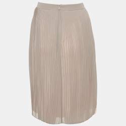 Pre Owned Boss By Hugo Boss Pink/Grey Pleated Chiffon Knee Length Skirt L