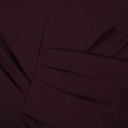 مملوكة مسبقًا فستان ماكسي بوس باي هوغو بوس ديلوسيا بلا حمالات درابيه عنابية M