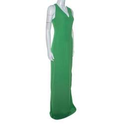 Pre Owned فستان بوس باي هوغو بوس داليزيا بلا أكمام رقبة حرف V أخضر S