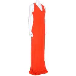 Pre Owned Boss By Hugo Boss Orange Sleeveless V-Neck Dallisia Dress S