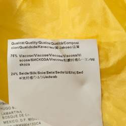 Pre Owned فستان بوس باي هوغو بوس درابيرا كريب أصفر بطيات بلا أكمام L