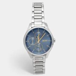 Pre Owned Hugo Boss Blue Stainless Steel Grand Course 1502583 Women's Wristwatch 36 mm