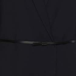 Pre Owned Boss by Hugo Boss Navy Blue Wool Blend Button Front Belted Long Coat S