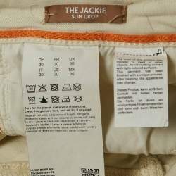 مملوكة مسبقًا بنطلون جينز بوس باي هوغو بوس بقصة ضيقة دنيم أبيض خصر 30 بوصة مقاس متوسط قصير حتى الكاحل جاكي