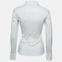 مملوكة مسبقًا Boss By Hugo Boss White Cotton Blend Fitted Shirt XS