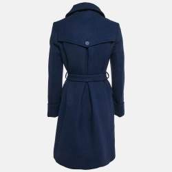 مملوكة مسبقًا Boss By Hugo Boss Royal Blue Wool Blend Belted Long Trenchcoat S