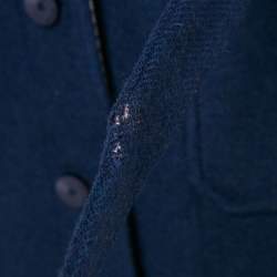 مملوكة مسبقًا Boss By Hugo Boss Royal Blue Wool Blend Belted Long Trenchcoat S