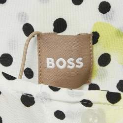 Boss By Hugo Boss White Polka Dots Silk Baboah Blouse M