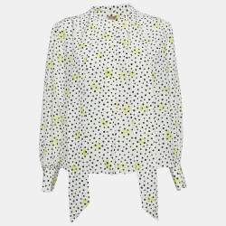 Boss By Hugo Boss White Polka Dots Silk Baboah Blouse M
