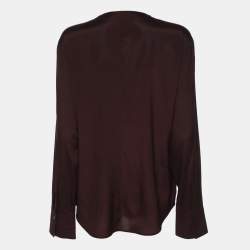Boss By Hugo Boss Dark Burgundy Satin Long Sleeve Shirt L